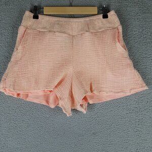 Torrid Gauze Shorts Women's 0/ Large Peach Pink Crinkle Beach Pull On Summer 3"